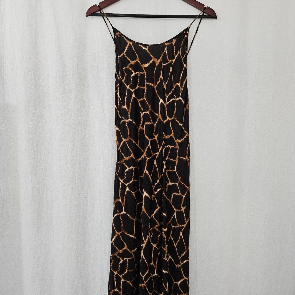 Dolce & Gabbana Made in Italy Midi Dress in Brown & Black Giraffe Print